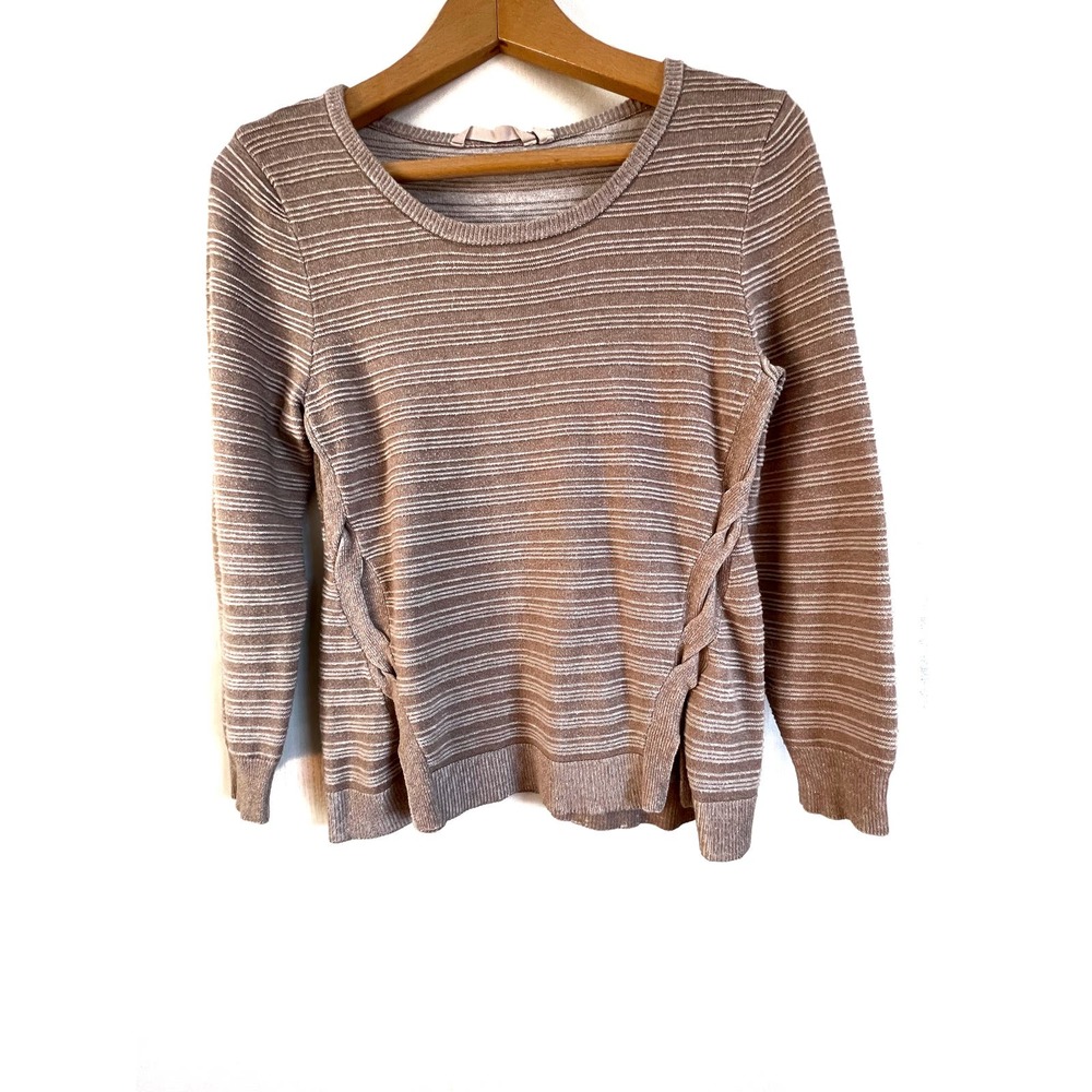 Soft Surroundings tan, ribbed, sweater striped neutral Size XSp